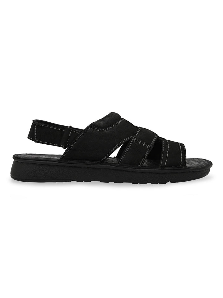 Regal Black Mens Leather Casual Sandals