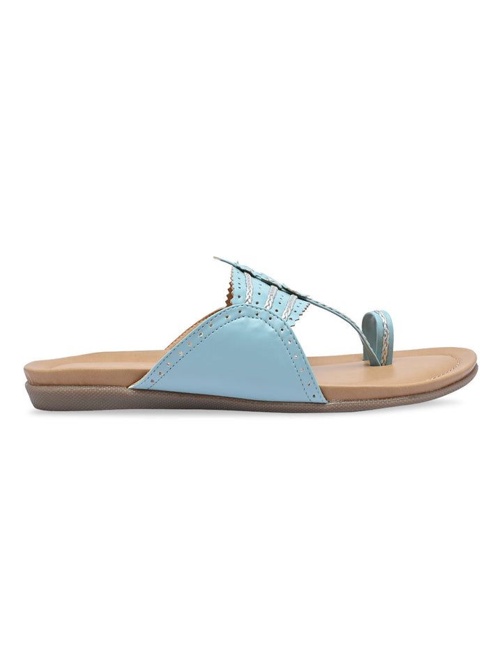Rocia By Regal Blue Women Casual Kolhapuri Flats