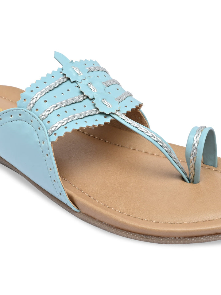 Rocia By Regal Blue Women Casual Kolhapuri Flats