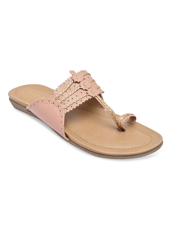 Rocia By Regal Pink Women Casual Kolhapuri Flats