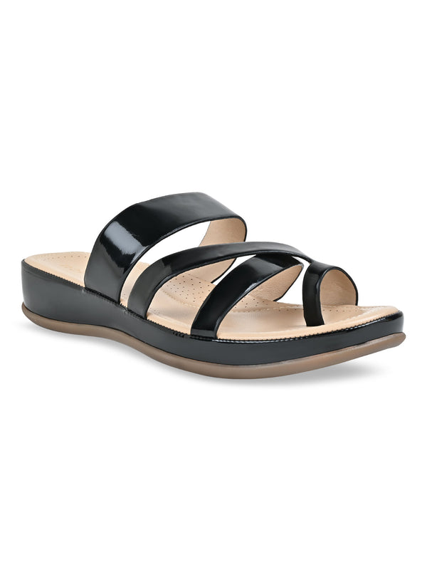 Rocia By Regal Black Women Comfort Patent Flats