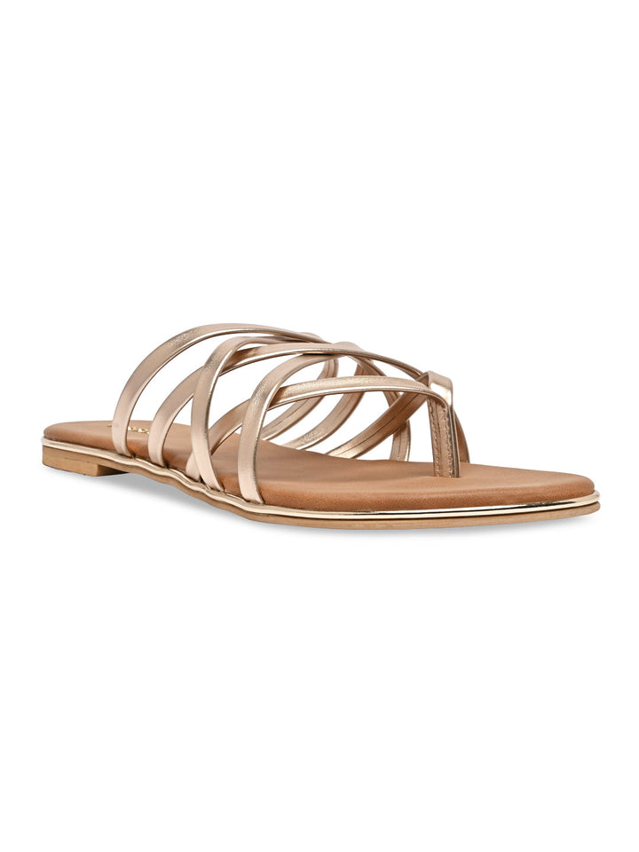 Rocia By Regal Rose Gold Women Strappy Flats