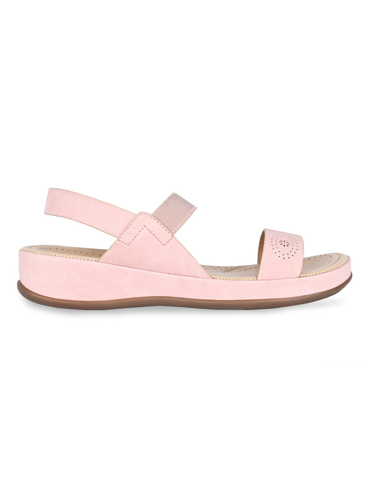 Rocia By Regal Pink Women Laser Cut Comfort Sandals