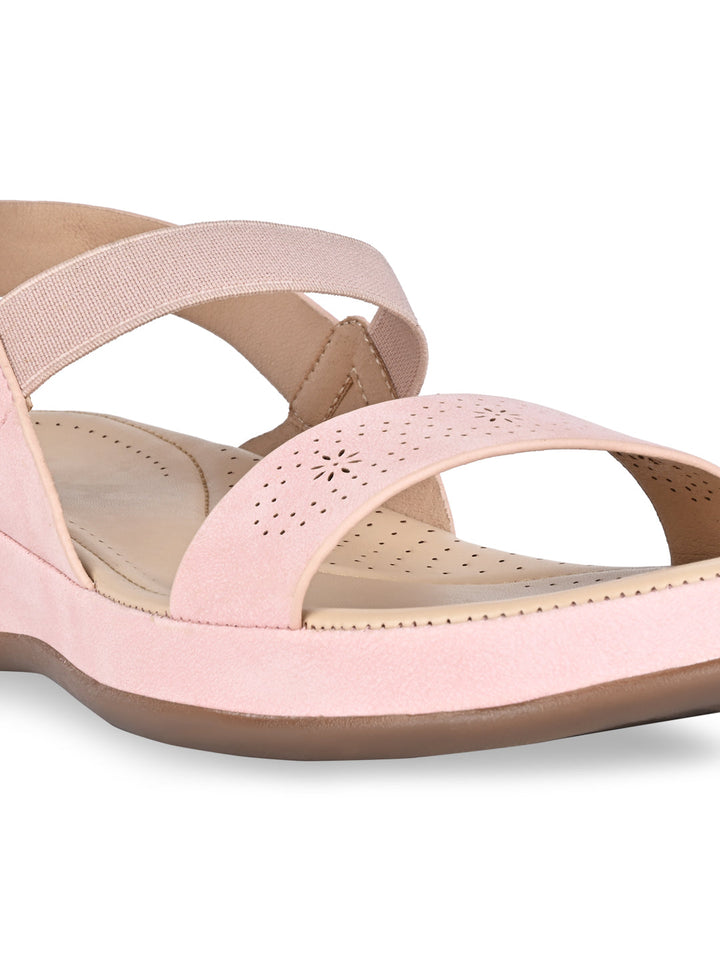 Rocia By Regal Pink Women Laser Cut Comfort Sandals