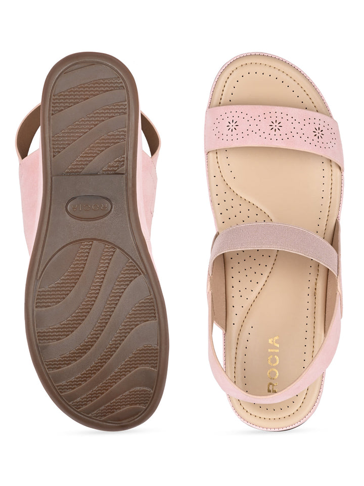 Rocia By Regal Pink Women Laser Cut Comfort Sandals