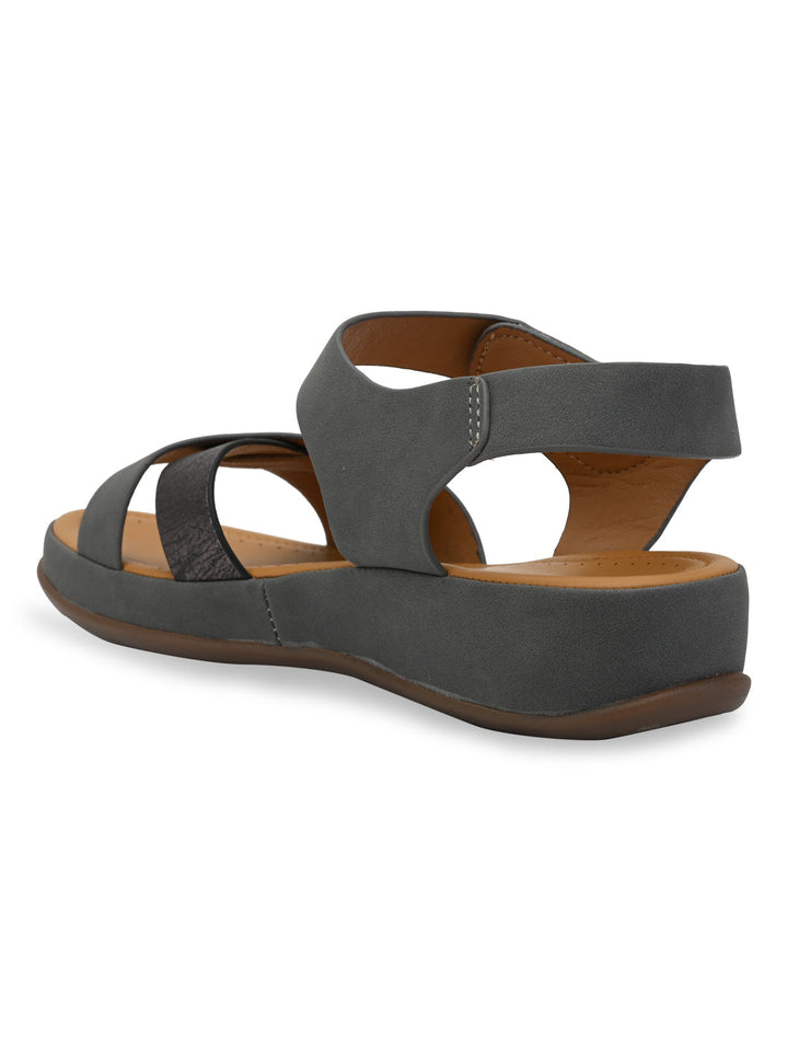 Rocia By Regal Gun Metal Women Casual Comfort Flat Sandals