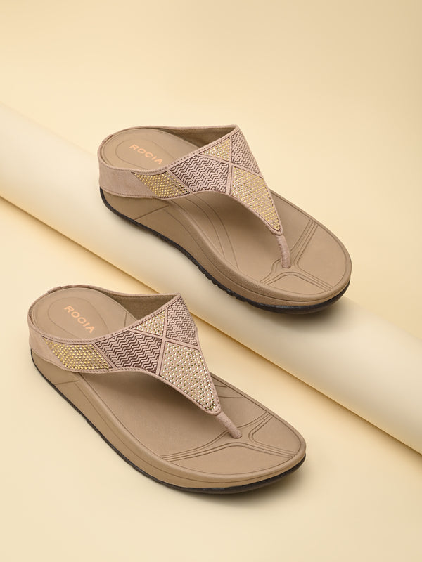 Rocia By Regal Beige Women Diamante Studded Flats