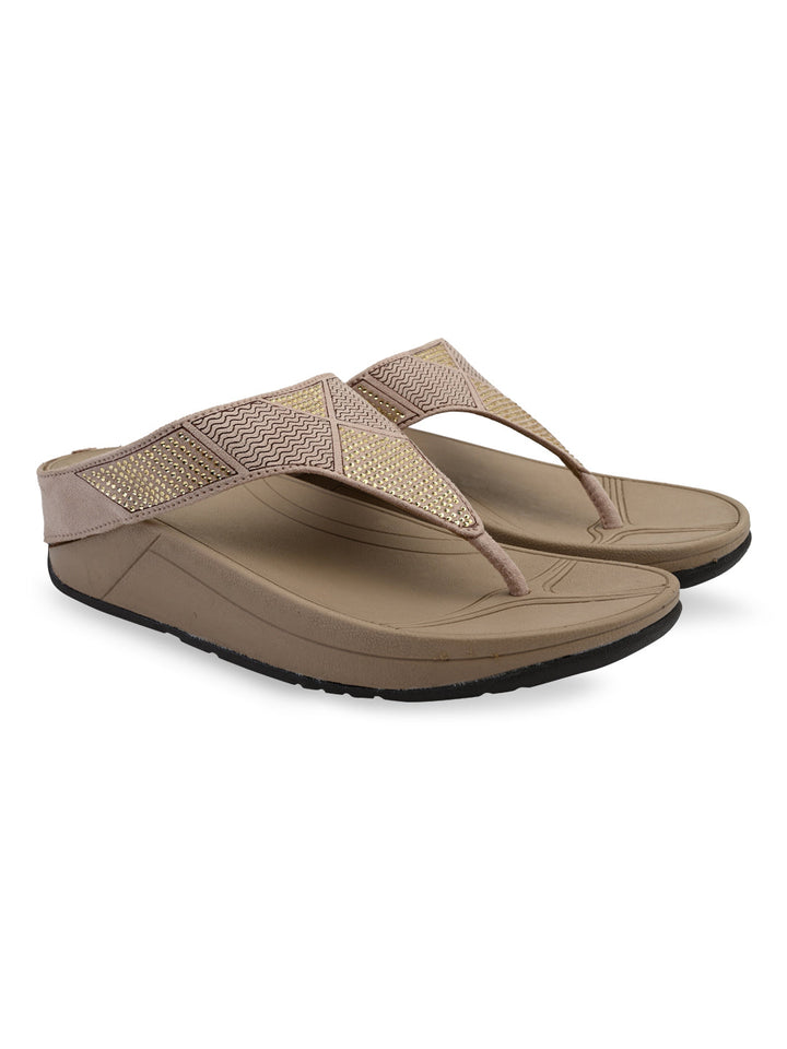 Rocia By Regal Beige Women Diamante Studded Flats