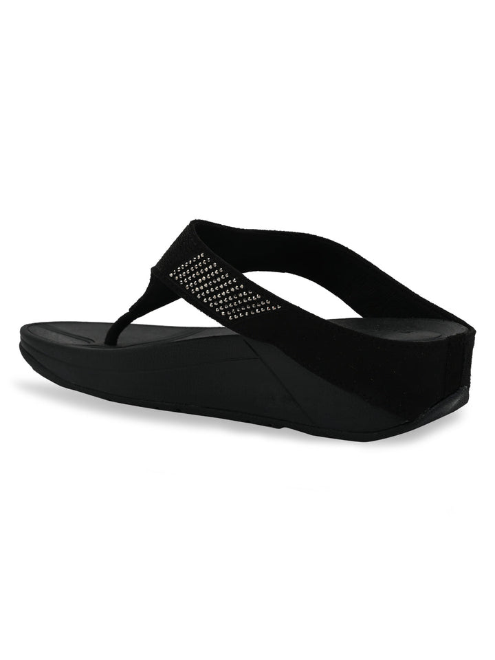Rocia By Regal Black Women Diamante Studded Flats