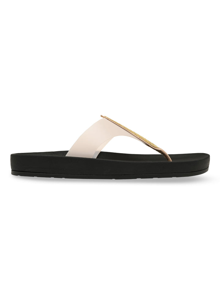 Rocia By Regal Beige Women Diamond Studded Vinyl Flats