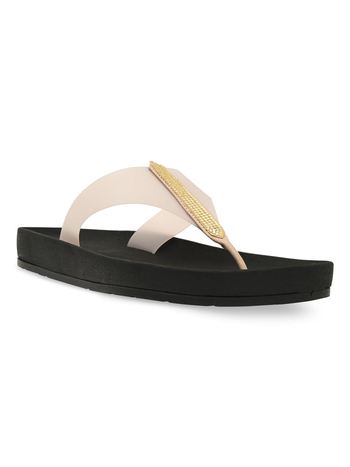Rocia By Regal Beige Women Diamond Studded Vinyl Flats