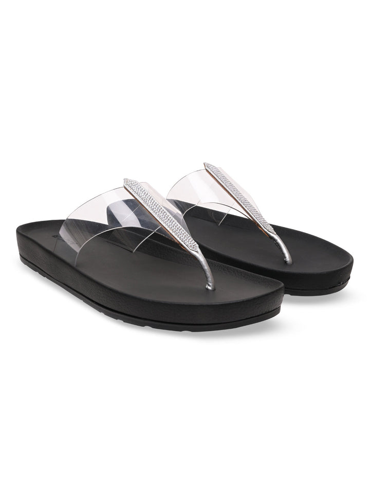 Rocia By Regal Transparent Women Diamond Studded Vinyl Flats