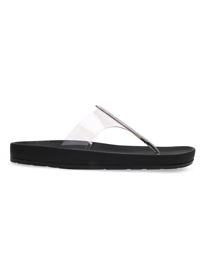 Rocia By Regal Transparent Women Diamond Studded Vinyl Flats