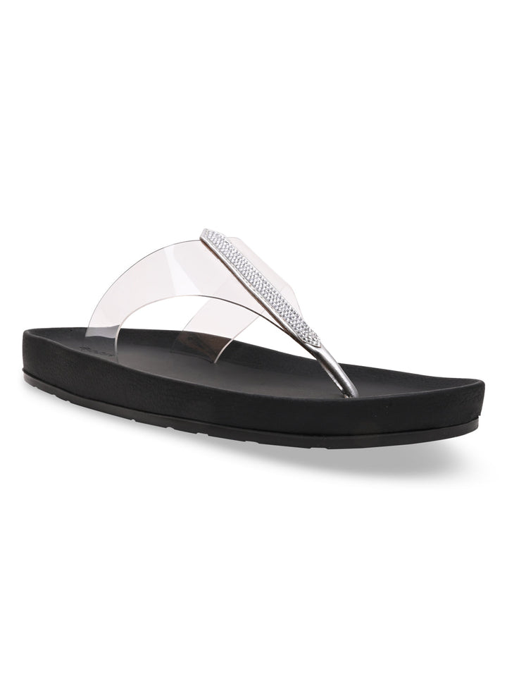 Rocia By Regal Transparent Women Diamond Studded Vinyl Flats