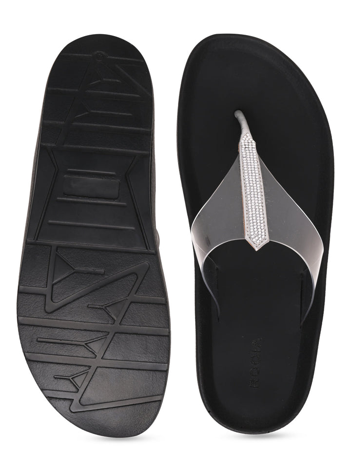 Rocia By Regal Transparent Women Diamond Studded Vinyl Flats