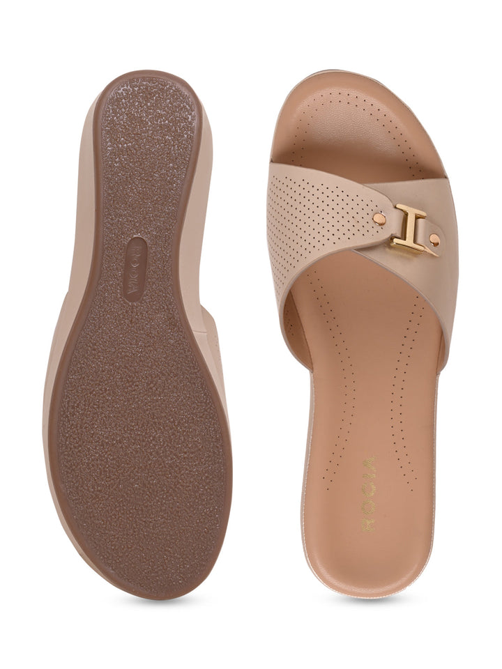 Rocia By Regal Gold Women Slip On Buckled Flats