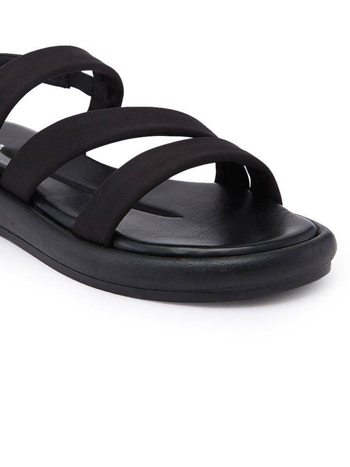 Rocia By Regal Black Women Zig-Zag Strappy Flats