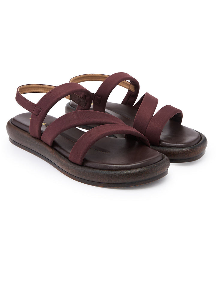 Rocia By Regal Brown Women Zig-Zag Strappy Flats