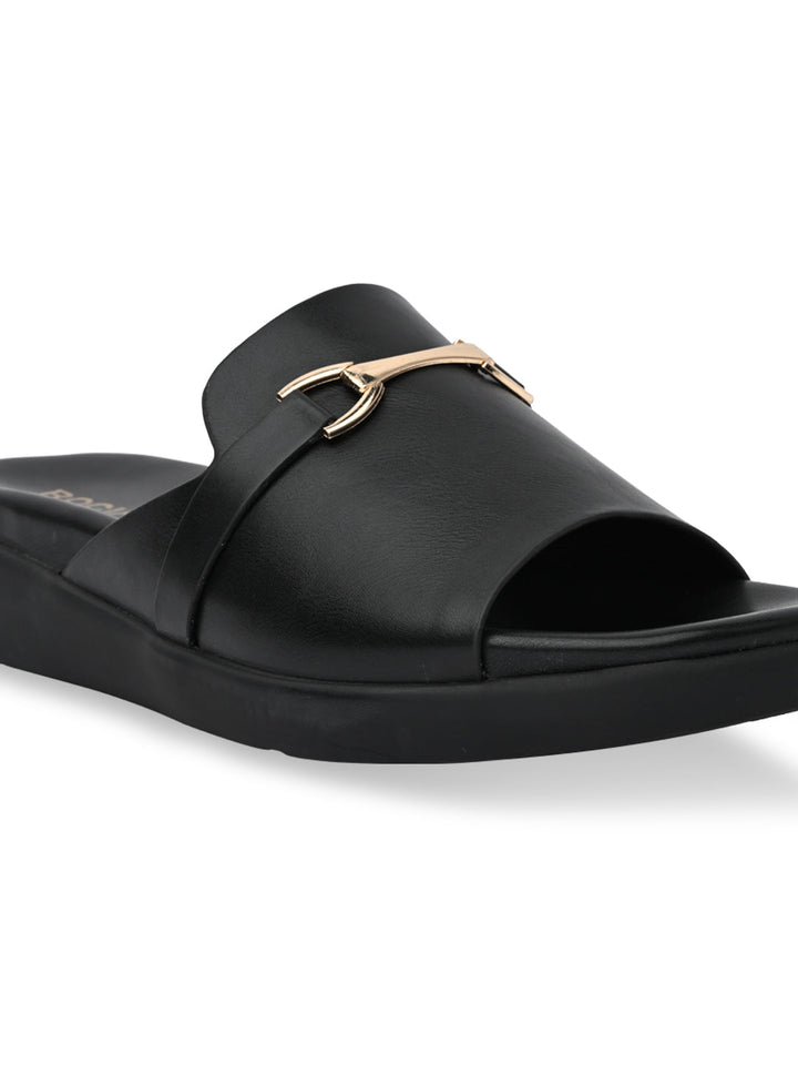 Rocia By Regal Black Women Stylish Buckled Flats