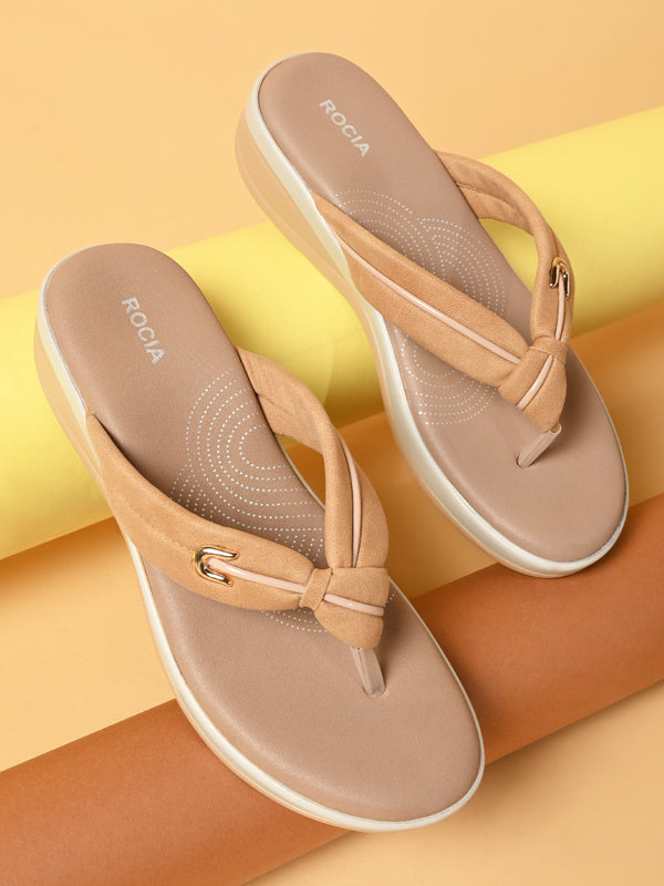 Rocia By Regal Beige Women Comfort Knotted Thongs
