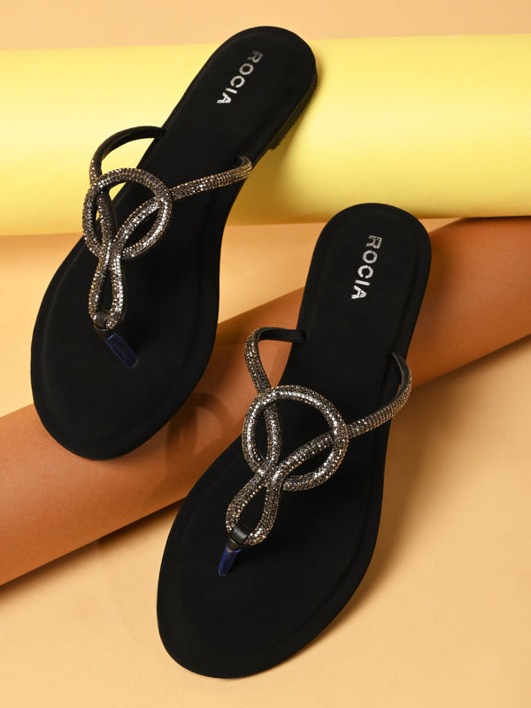 Rocia By Regal Black Women Classy Diamond Flats