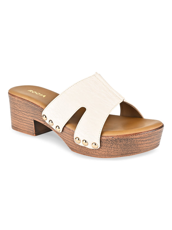 Rocia By Regal Beige Women Textured Block Heel Sandals