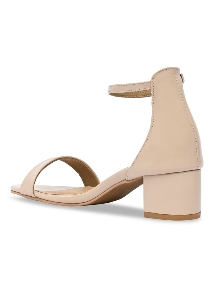 Rocia By Regal Beige Women Ankle Strap Block Heel Sandals
