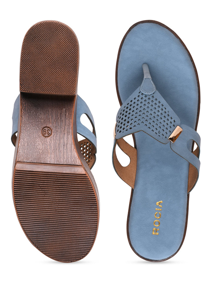 Rocia By Regal Blue Women Casual Block Heel Sandals