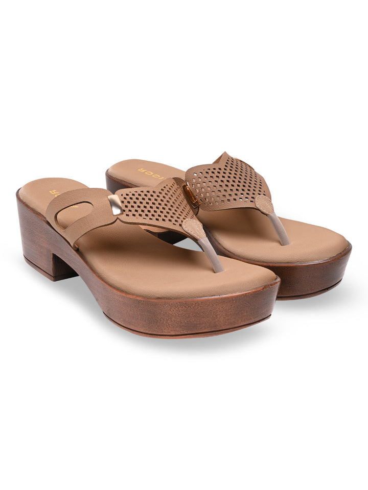 Rocia By Regal Taupe Women Casual Block Heel Sandals
