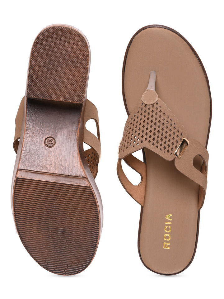 Rocia By Regal Taupe Women Casual Block Heel Sandals