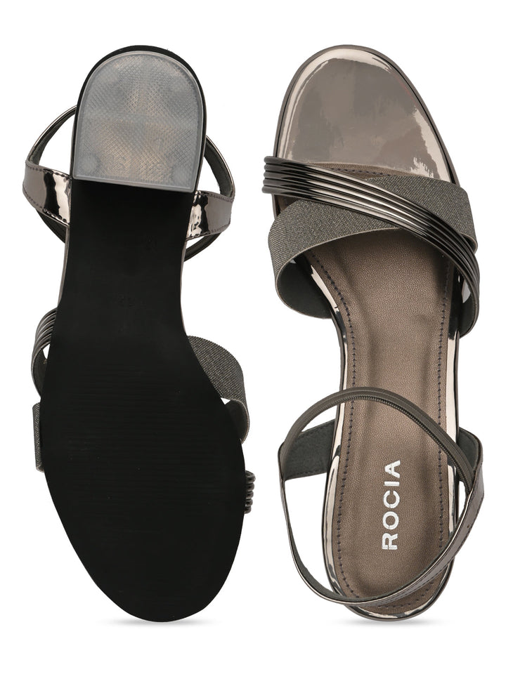 Rocia By Regal Gun Metal Women Shimmer Block Heel Sandals