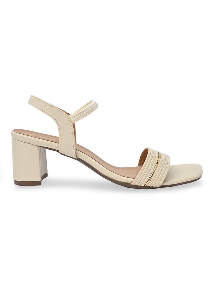 Rocia By Regal Cream Women Classic Block Heel Sandals