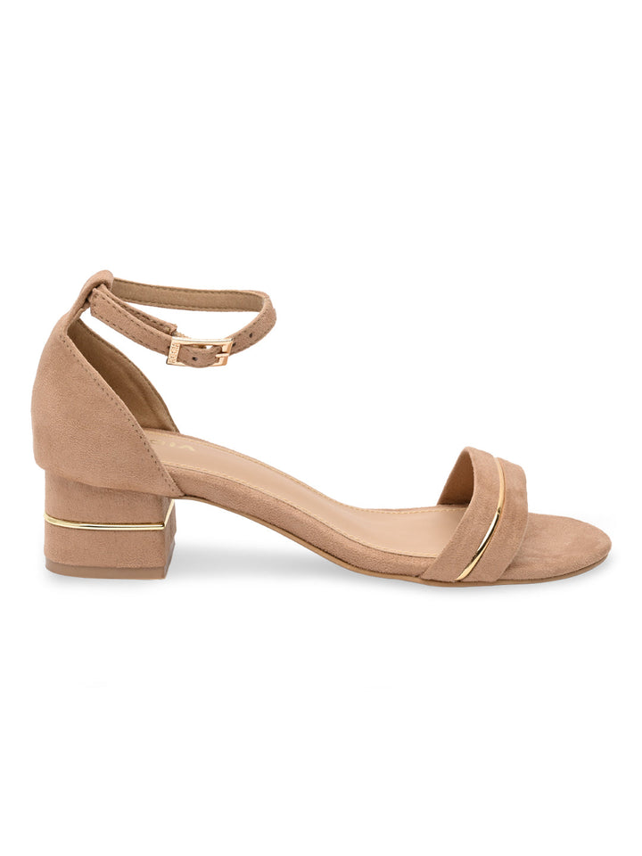 Rocia By Regal Beige Women Suede Ankle Strap Sandals