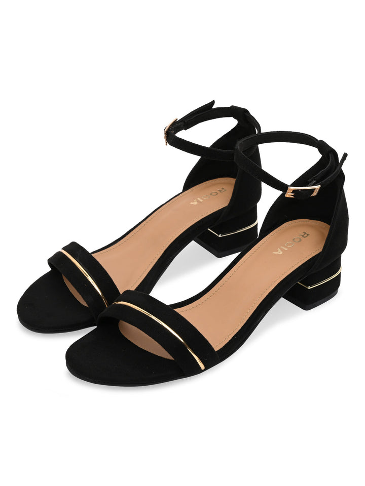 Rocia By Regal Black Women Suede Ankle Strap Sandals