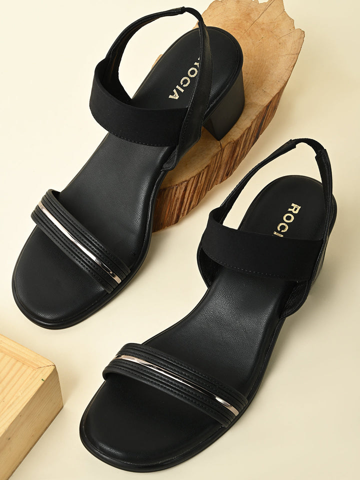 Rocia By Regal Black Women Classic Block Heel Sandals