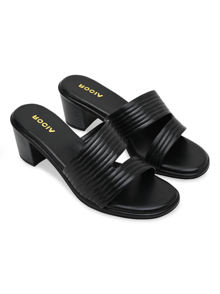 Shop Rocia By Regal Black Women Multi Strap Block Heel Sandals Online