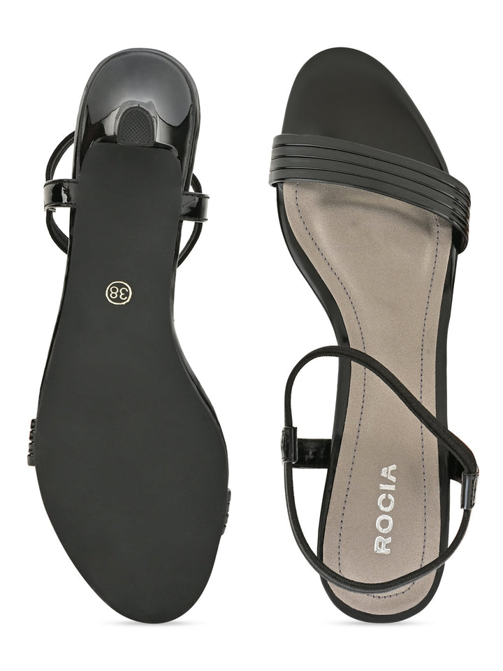 Rocia By Regal Black Women Kitten Heel Patent Sandals