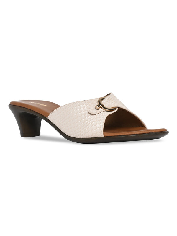 Rocia By Regal Beige Women Textured Kitten Heel Sandals