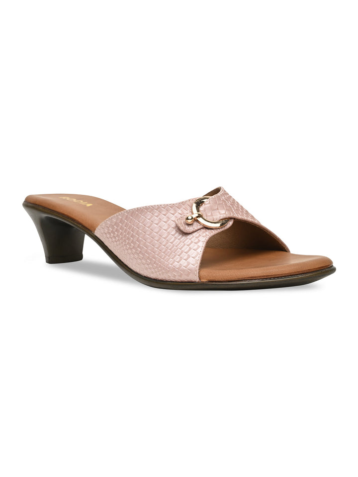 Rocia By Regal Pink Women Textured Kitten Heel Sandals