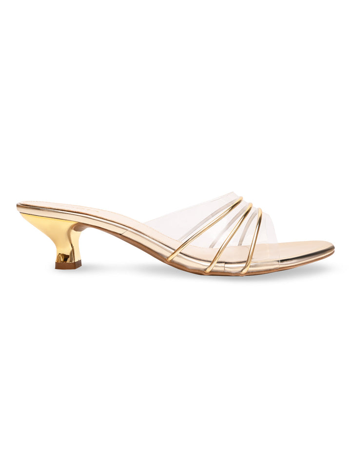 Rocia By Regal Gold Women Vinyl Kitten Heels