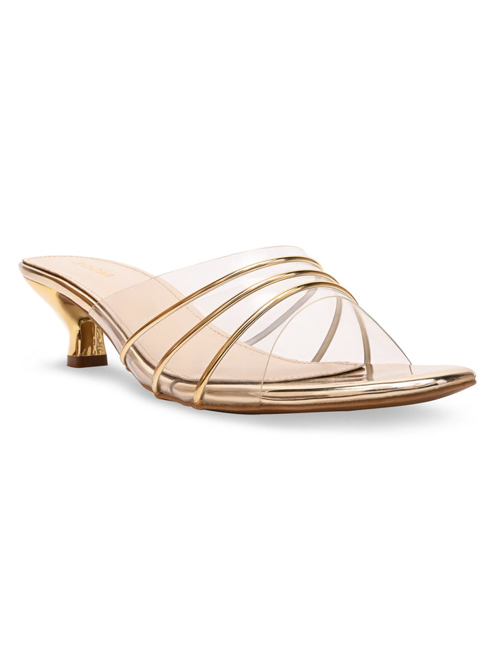 Rocia By Regal Gold Women Vinyl Kitten Heels