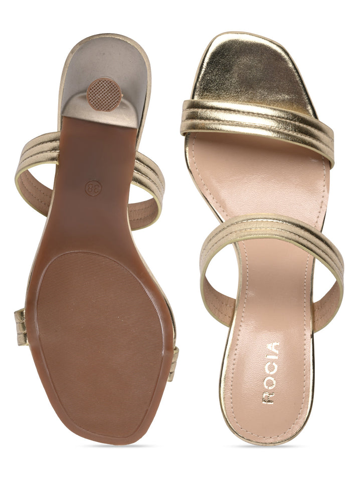 Rocia By Regal Gold Women Kitten Heel Sandals