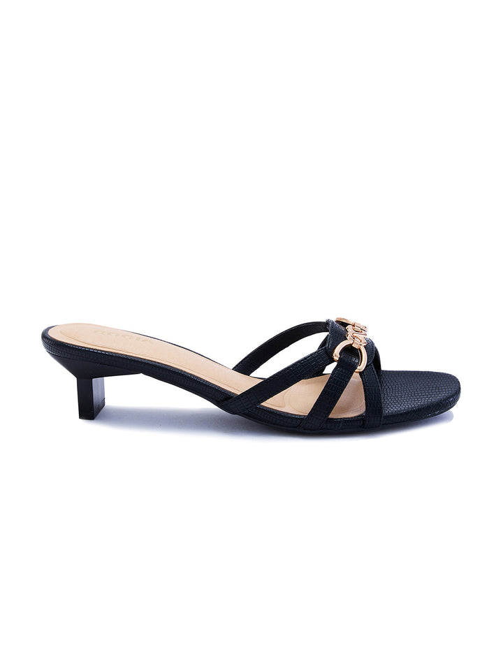 Rocia By Regal Black Women Textured Kitten Heel Sandals