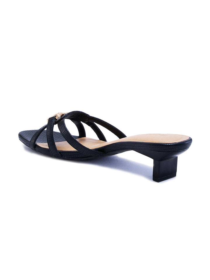 Rocia By Regal Black Women Textured Kitten Heel Sandals