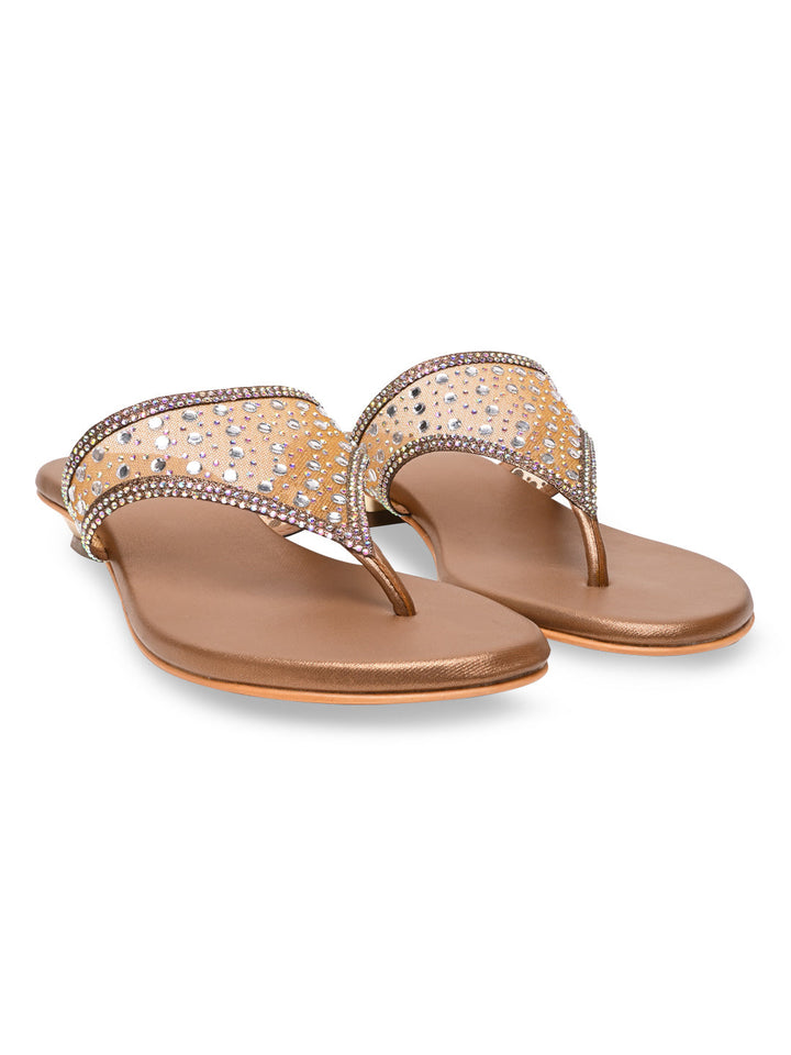 Rocia By Regal Antique Gold Women Diamante Embellished Block Heels