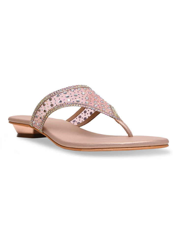 Rocia By Regal Rose Gold Women Diamante Embellished Block Heels
