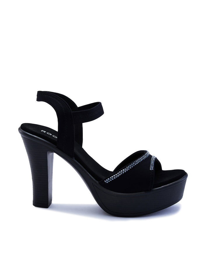 Rocia By Regal Black Women Diamond Studded Stilettos