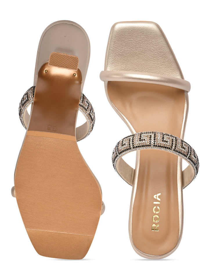 Rocia By Regal Gold Women Diamond Encrusted Stilettos
