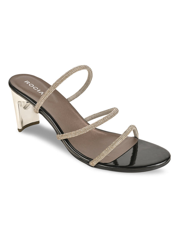 Rocia By Regal Gun Metal Women Diamante Strap Sandals