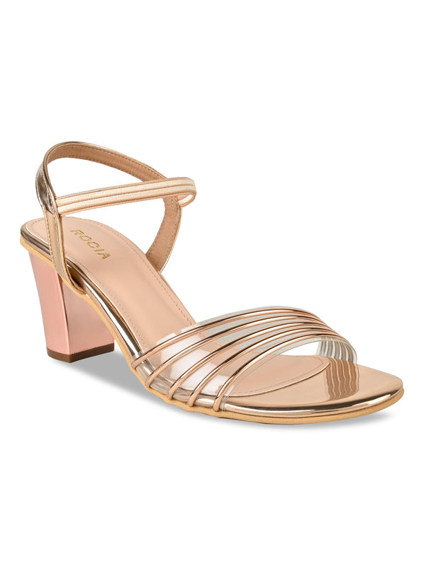 Rocia By Regal Rose Gold Women Vinyl Block Heel Sandal